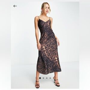 AllSaints Tiana Celia midi slip dress in leopard print size US 4